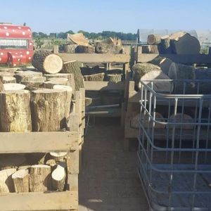Voorraad voorgezaagde stammen op de zorgboerderij